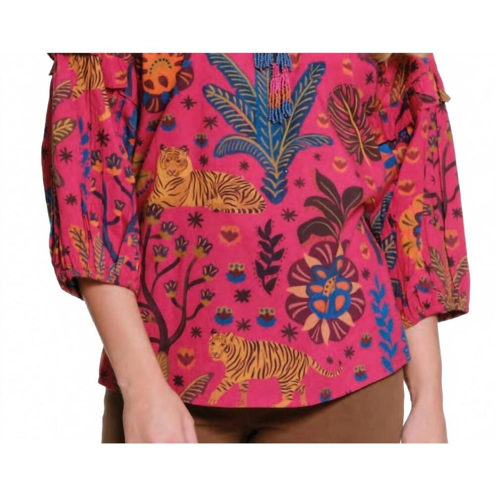 NEW TRU LUXE tie neck print top